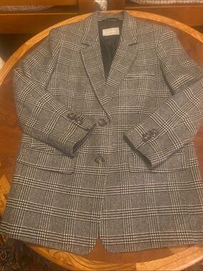 Everlane Black and White Glen Plaid Blazer 6